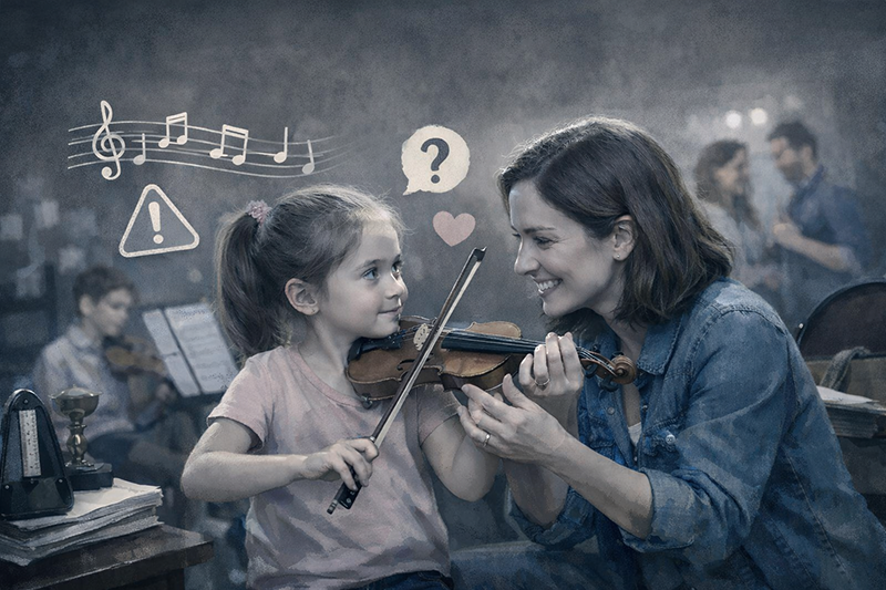 učenje violine s učiteljicom