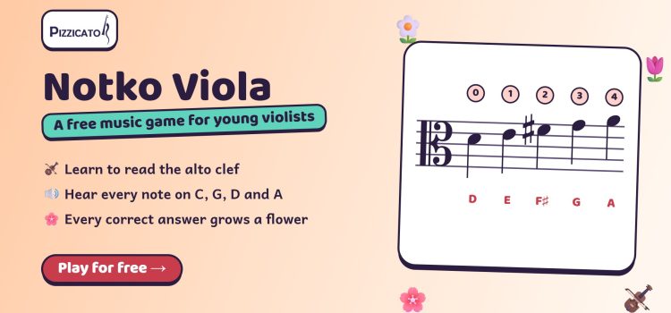 Alto clef game Notko Viola – notes on the staff with the viola alto clef